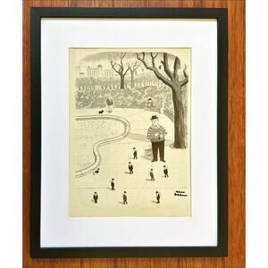 Framed 1989 New Yorker Magazine Cartoon Clipping Addams Wind-up Men for Sale